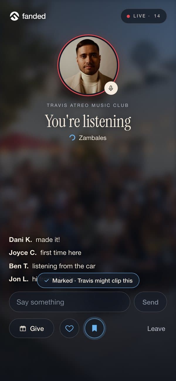 A listener's phone in the room: You're listening