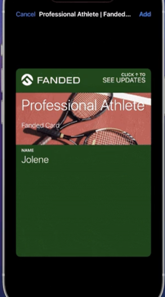 A Fanded membership card in Apple Wallet